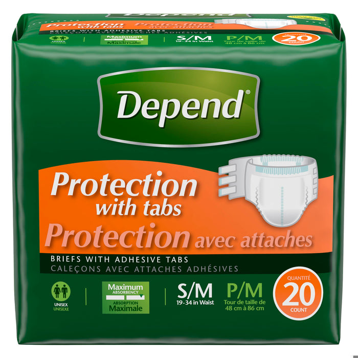 DEPEND FIT BRIEF MAXIMUM PROTECTION SM/MED 20