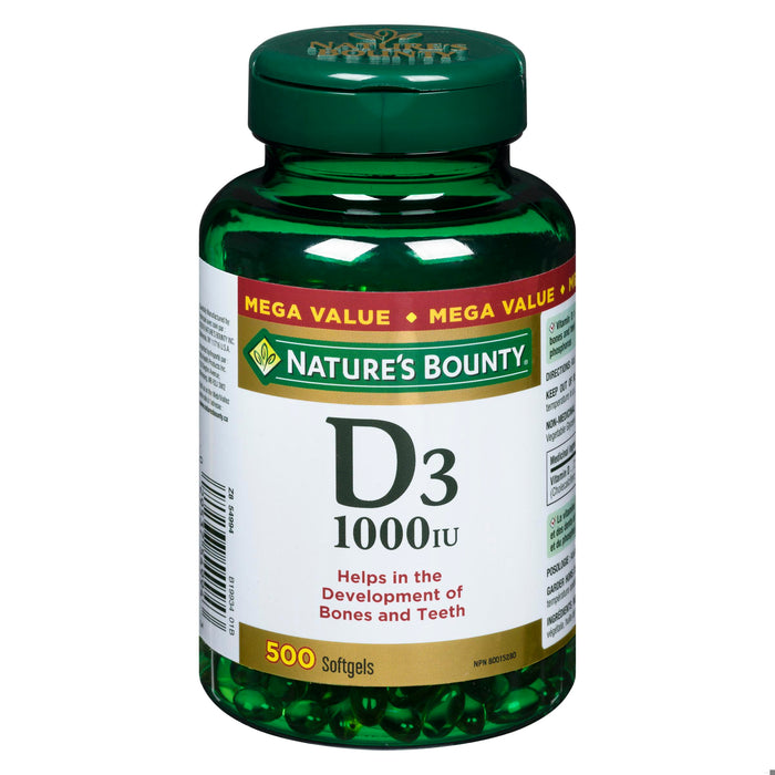 NATURE'S BOUNTY VITAMINE D 1000IU 25MCG S/GEL 500
