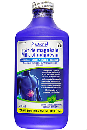 OPTION+ MILK OF MAGNESIA 80G/L 500ML