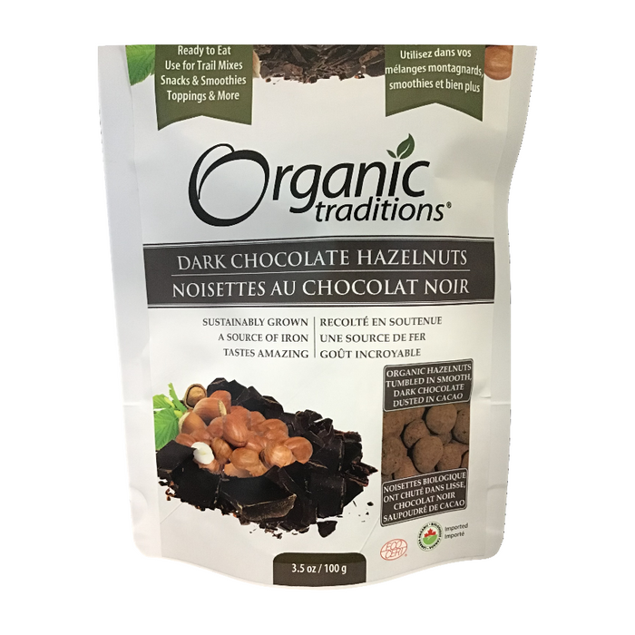 Dark Chocolate Hazelnuts 100g Organic Traditions