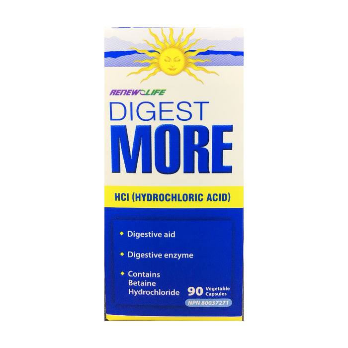 Digest More with HCl 90 Capsules Renew Life