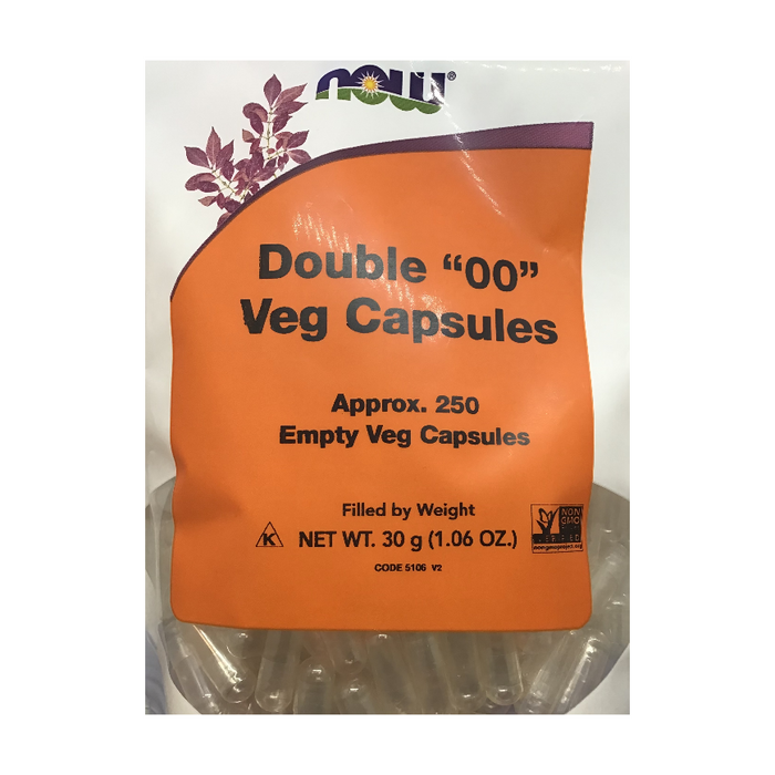Double "00" 250 Empty Vegetable Capsules Now Foods