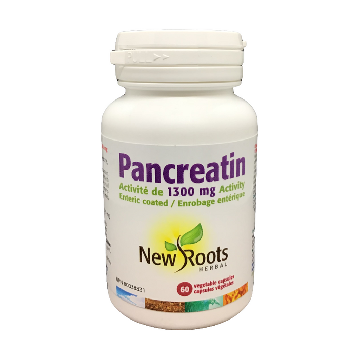 Pancreatin 1300mg 60 Capsules New Roots Herbal