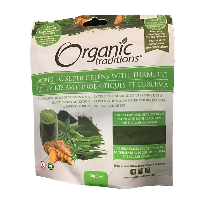 Probiotic Super Greens with Turmeric 100g Organic Traditions