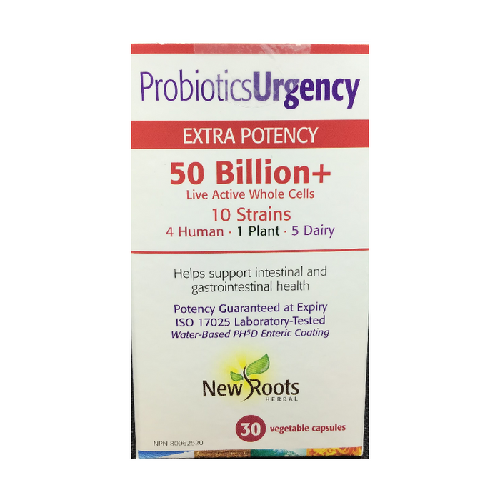 ProbioticsUrgency 50 Billion+ Extra Potency 30 Capsules New Roots Herbal