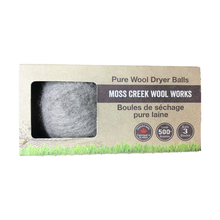 Pure Wool Dryer Balls 3 Pack Moss Creek Wool Works