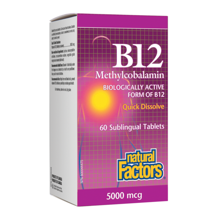 Methylcobalamin 5000mcg B12 Quick Dissolve 60 Tablets Natural Factors