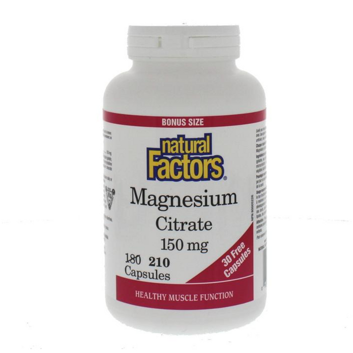 Magnesium Citrate 150mg 210 Capsules Natural Factors