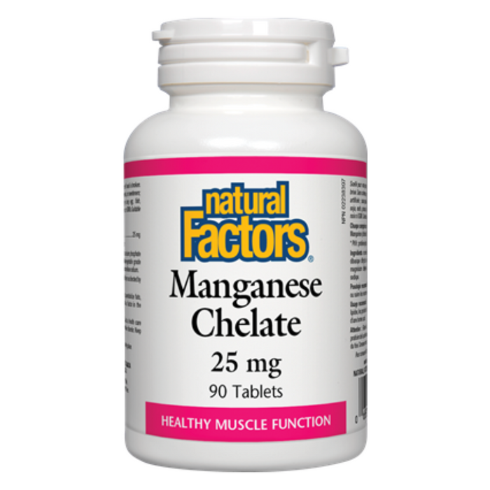 Manganese Chelate 25mg 90 Tablets Natural Factors