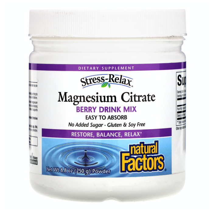 Stress-Relax Magnesium Citrate 300mg 250g Powder Natural Factors