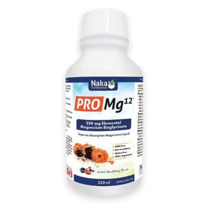 PRO Mg12 250mg Elemental Magnesium Bisglycinate 250ml Naka