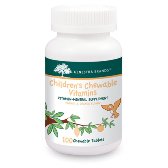 Children's Chewable Vitamins Natural Papaya & Orange Flavour 100 Chews Genestra Brands