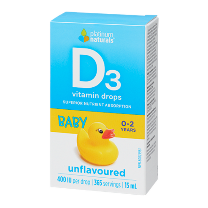 Vitamin D3 Drops for Baby 0-2 15ml Unflavoured Platinum Naturals