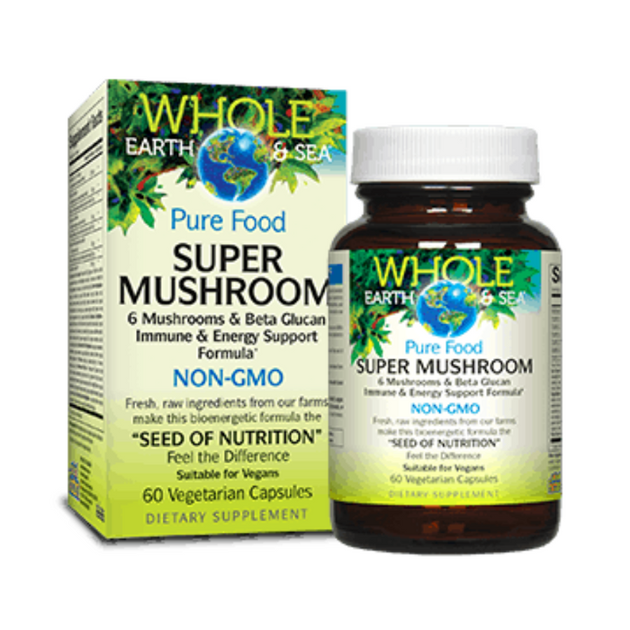 Super Mushroom Immune and Energy Support 60 Capsules Whole Earth & Sea