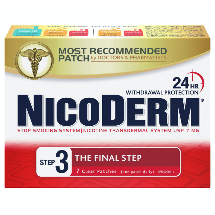 NicoDerm Step 3 Nicotine Transdermal System Stop Smoking Help 7 Patches