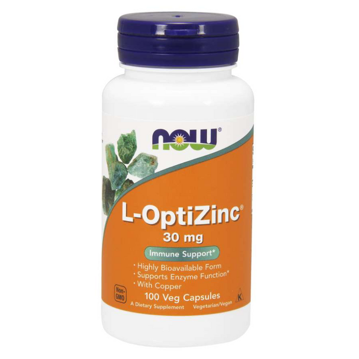 L-OptiZinc 30mg with Copper 100 Capsules Now Foods