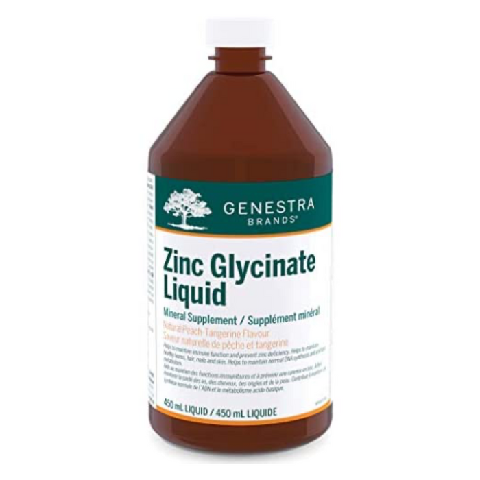 Zinc Glycinate Liquid Natural Peach-Tangerine Flavour 450ml Genestra Brands