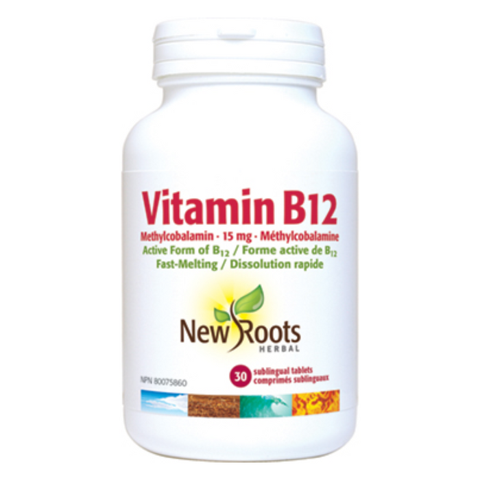 Vitamin B12 Methylcobalamin 15mg 30 Sublingual Tablets New Roots Herbal