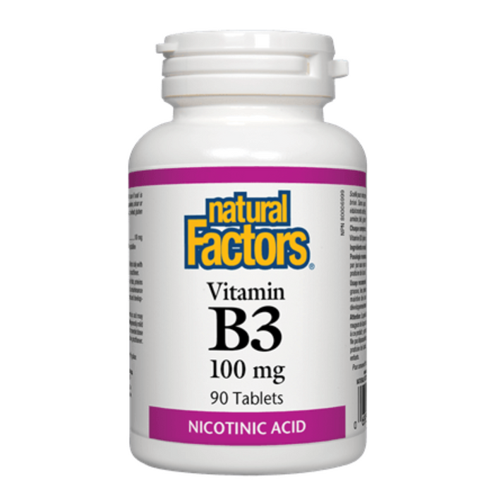 Vitamin B3 Nicotinic Acid 100mg 90 Tablets Natural Factors