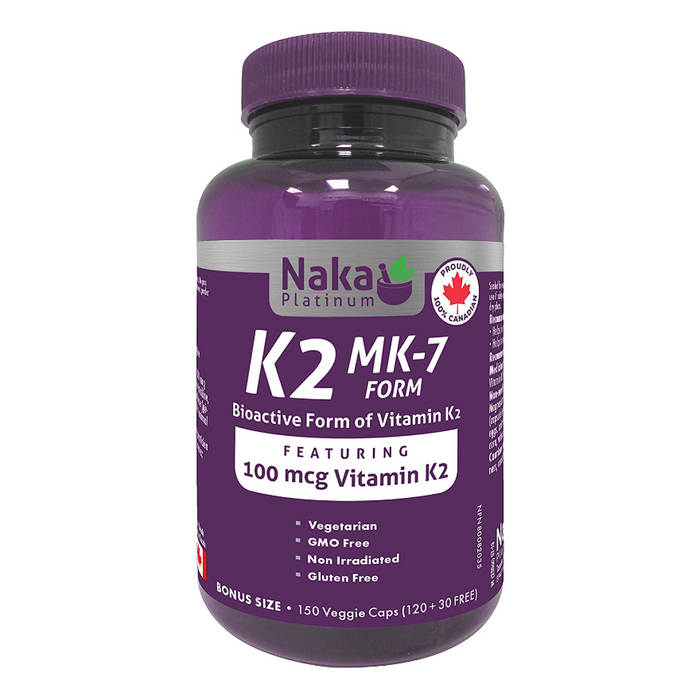 K2 MK-7 Form 100mcg Vitamin K2 150 Capsules Naka