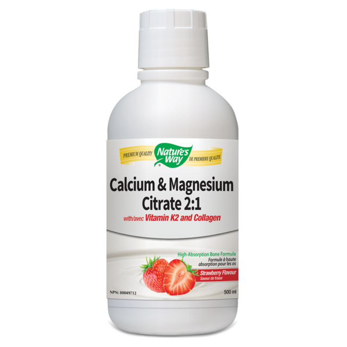 Calcium & Magnesium Citrate 2:1 With Vitamin K2 and Collagen 500ml Nature's Way