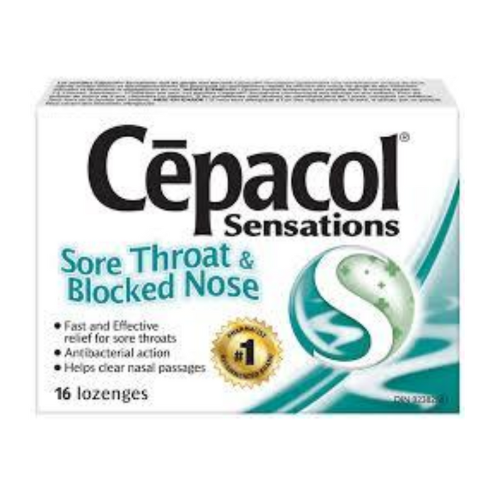 Cepacol Sensations Sore Throat and Blocked Nose Relief 16 Lozenges