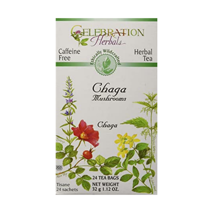 Chaga Mushrooms Herbal Tea 24 Tea Bags Celebration Herbals