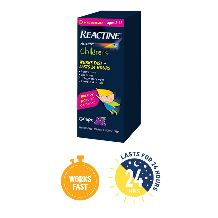 Children's Reactine Allergy Relief 118ml Grape Flavour