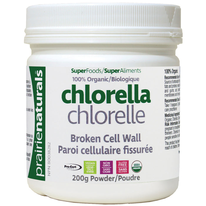 Organic Chlorella Broken Cell Wall 200g Powder Prairie Naturals
