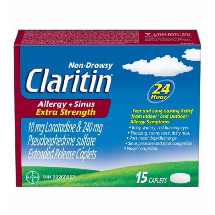 Claritin Extra Strength Allergy + Sinus Relief 15 Caplets