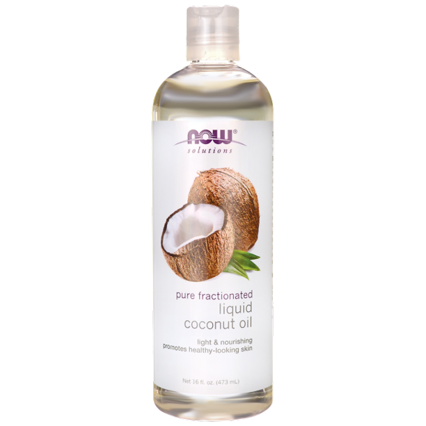 Pure Fractionated Liquid Coconut Oil 473ml Now Foods