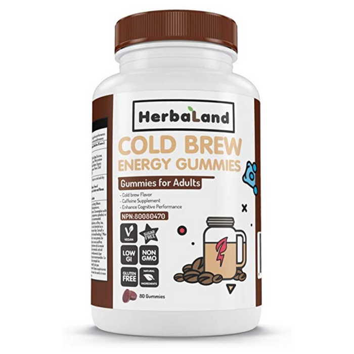 Cold Brew Energy Gummies for Adults 80 Gummies HerbaLand
