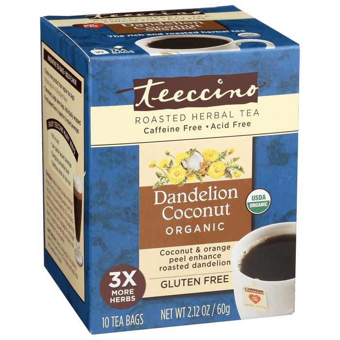 Organic Dandelion Coconut Tea 10 Bags Teeccino