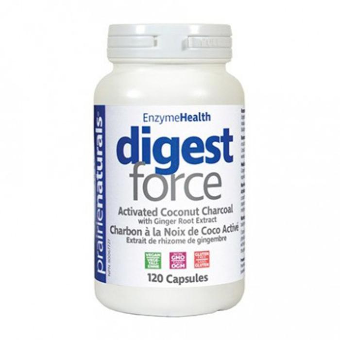 Digest Force Activated Coconut Charcoal 120 Capsules Prairie Naturals
