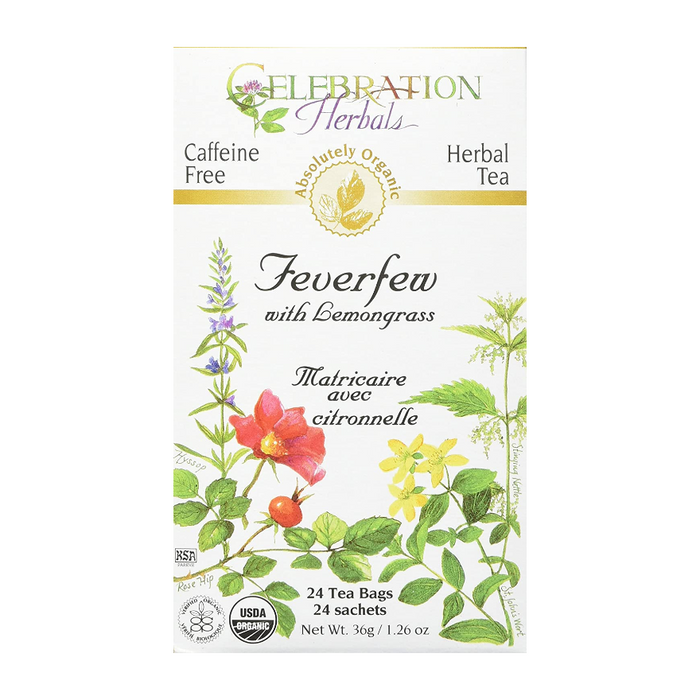 Feverfew with Lemongrass Herbal Tea 24 Tea Bags Celebration Herbals