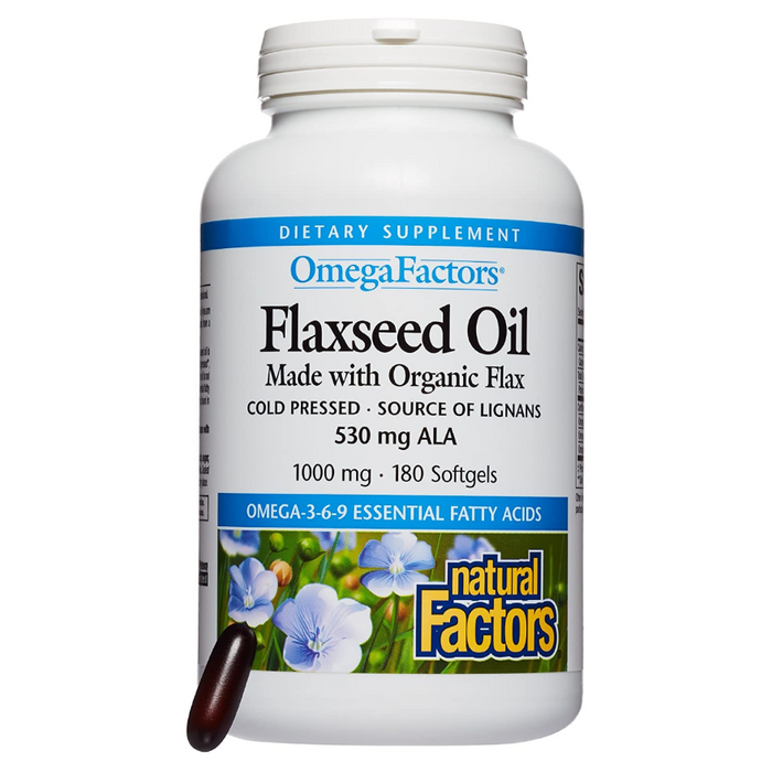 OmegaFactors Flaxseed Oil 1000mg 180 Softgels Natural Factors