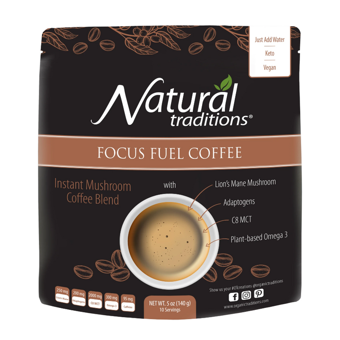 Focus Fuel Coffee 10 Servings Mushroom Coffee Blend Natural Traditions