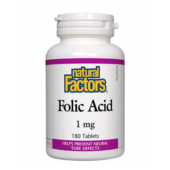 Folic Acid 1mg 180 Tablets Natural Factors