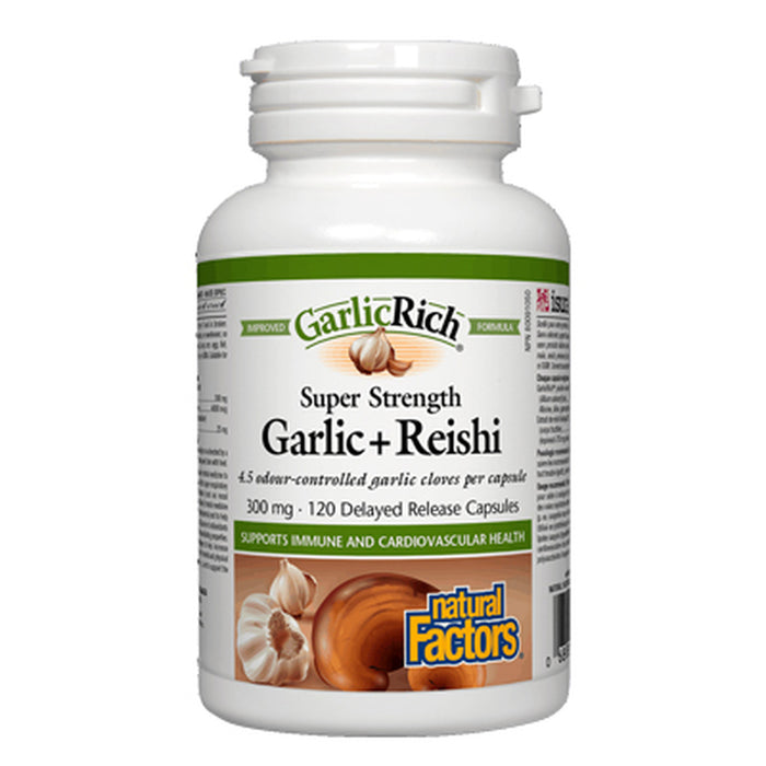 GarlicRich Super Strength Garlic + Reishi 300mg 120 Capsules Natural Factors