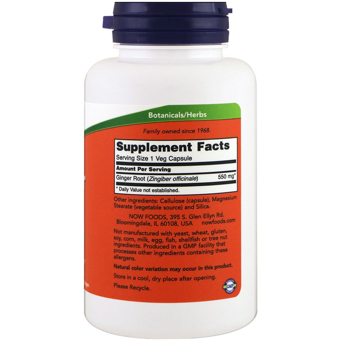 Ginger Root 550mg 100 Capsules Now Foods