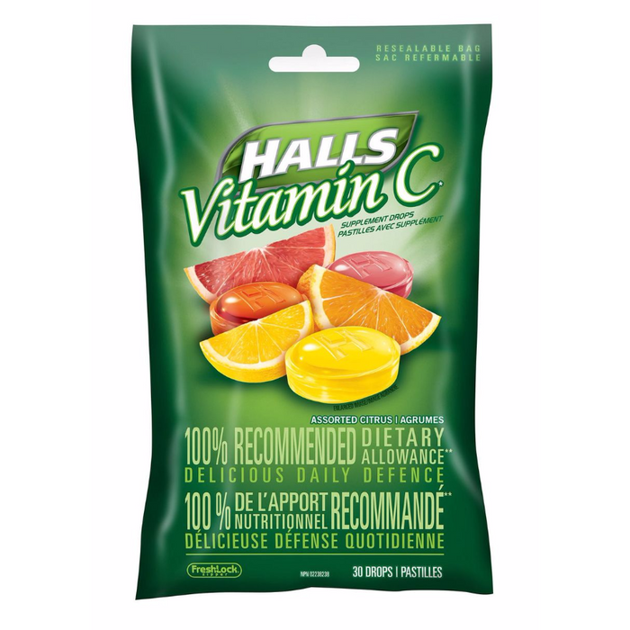 Halls Vitamin C Citrus Flavoured Drops 30 Pack