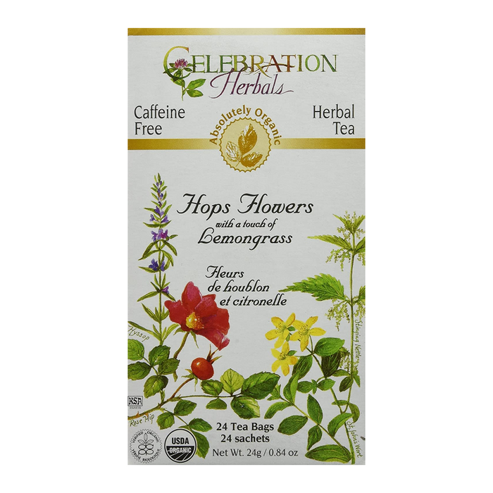 Hops Flowers with Lemongrass Herbal Tea 24 Tea Bags Celebration Herbals