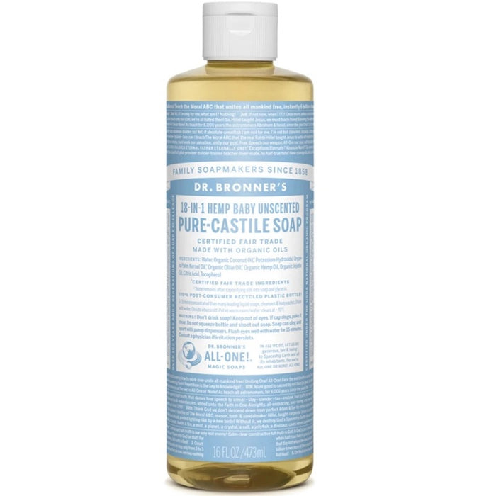Dr. Bronner’s 18-in-1 Baby Unscented Pure Castile Soap