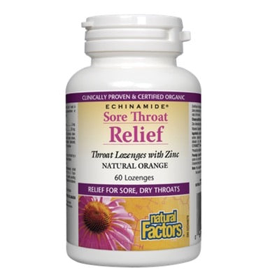 Natural Factors Sore Throat Relief Lozenges with Zinc