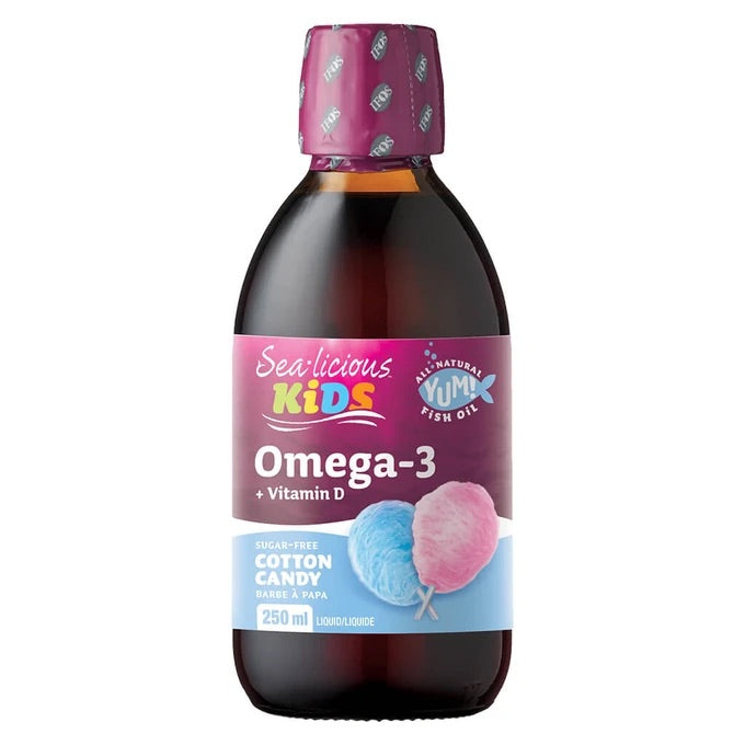 Sea-Licious Kids Omega-3 + Vitamin D3 Cotton Candy Flavoured Liquid 250ml