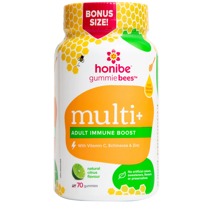 Honibe Multi+ Adult Immune Boost Natural Citrus Flavour 70 Gummies