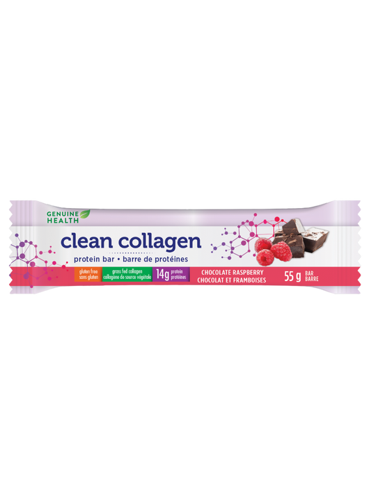 Genuine Health Clean Collagen Protein Bar Chocolate Raspberry