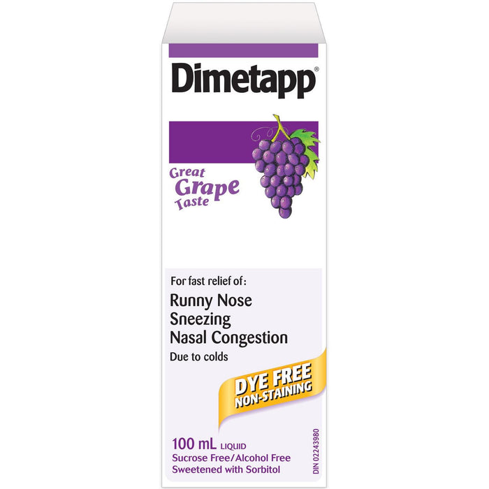 Dimetapp (100mL, Grape Flavour) Dye Free
