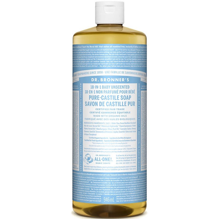 Dr. Bronner’s 18-in-1 Baby Unscented Pure Castile Soap