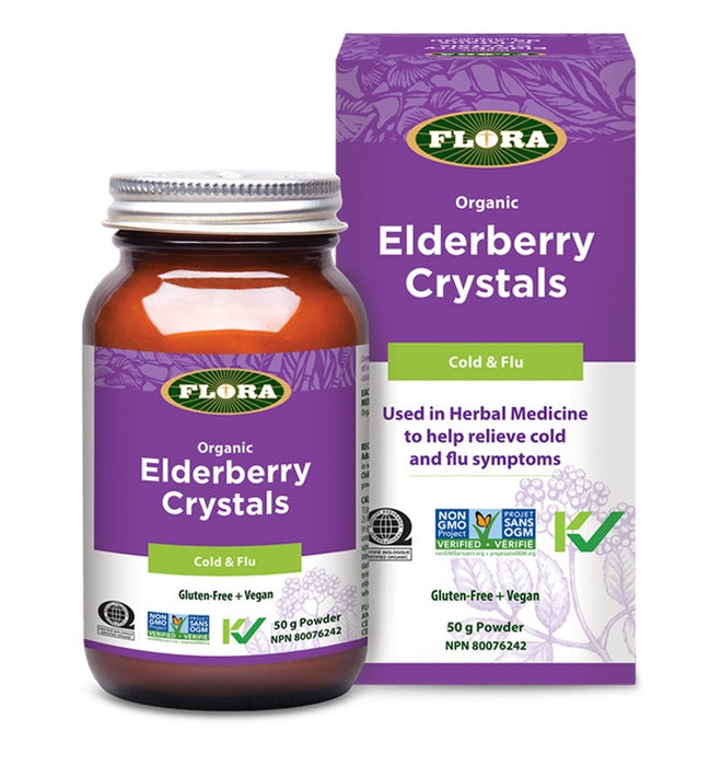 Flora Organic Elderberry Crystals Cold & Flu 50g Powder